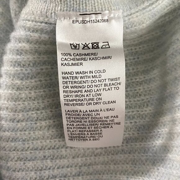 Saks Fifth Avenue Cashmere Sweater Small Cold Shoulder Ribbed Blue FS-1187 - Picture 10 of 10